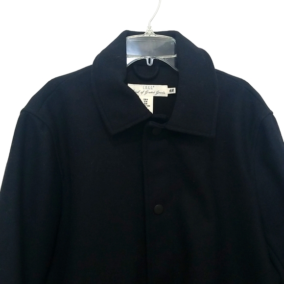 H&M men's black wool blend jacket size M - Picture 2 of 7